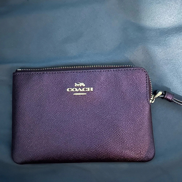 Coach Handbags - Coach purple corner zip wristlet